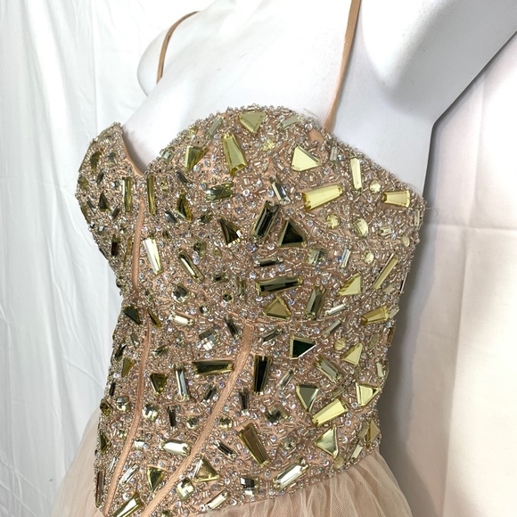 Dave & Johnny Glittering Gold and Cream Gown - Picture 10 of 16